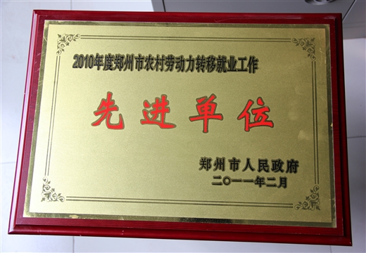 农村劳动力转移就业工作先进单位 市人民政府(2011)
